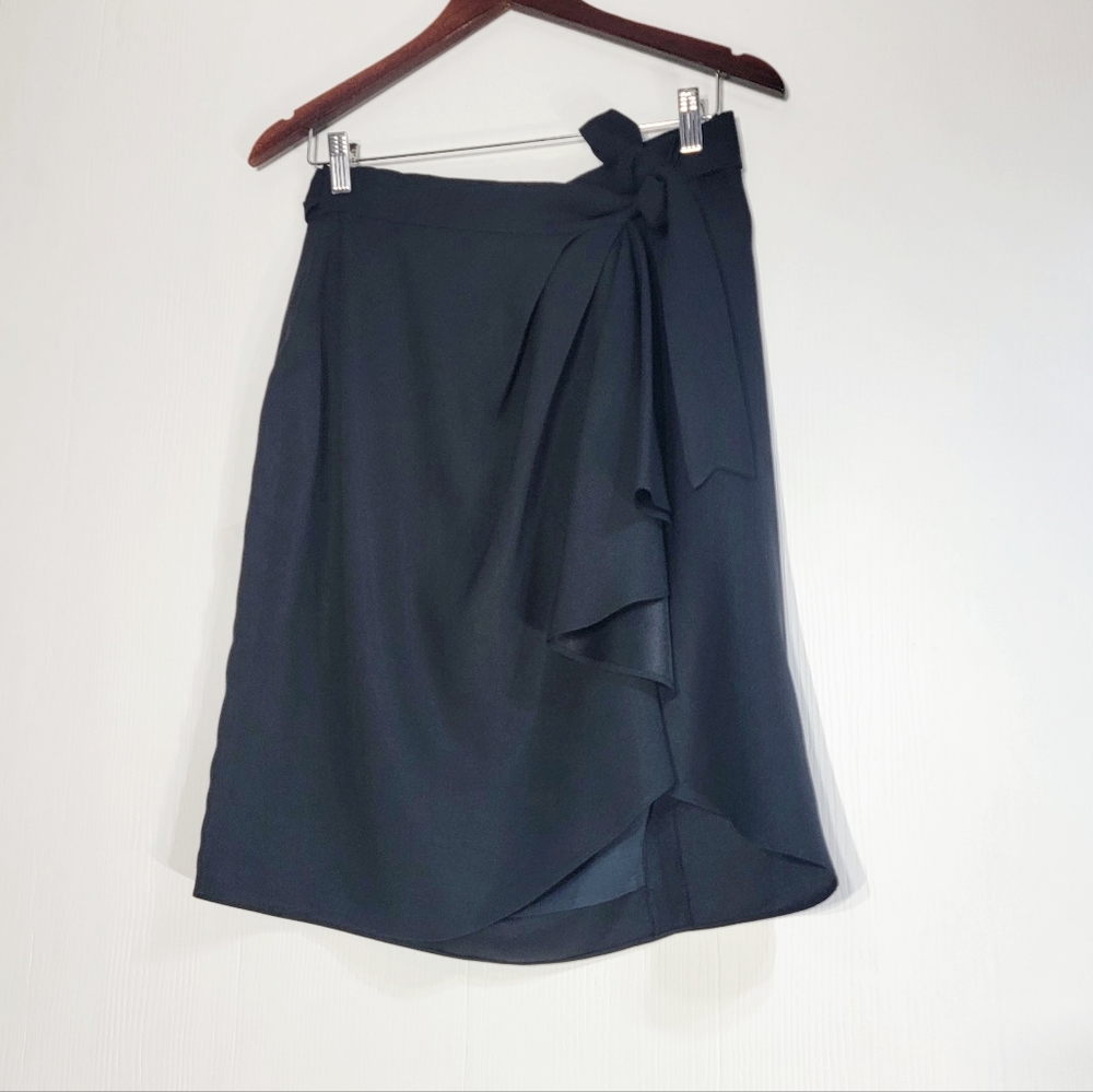 Cheap and Chic by Moschino Black Ruffle Trim Wrap Skirt Medium